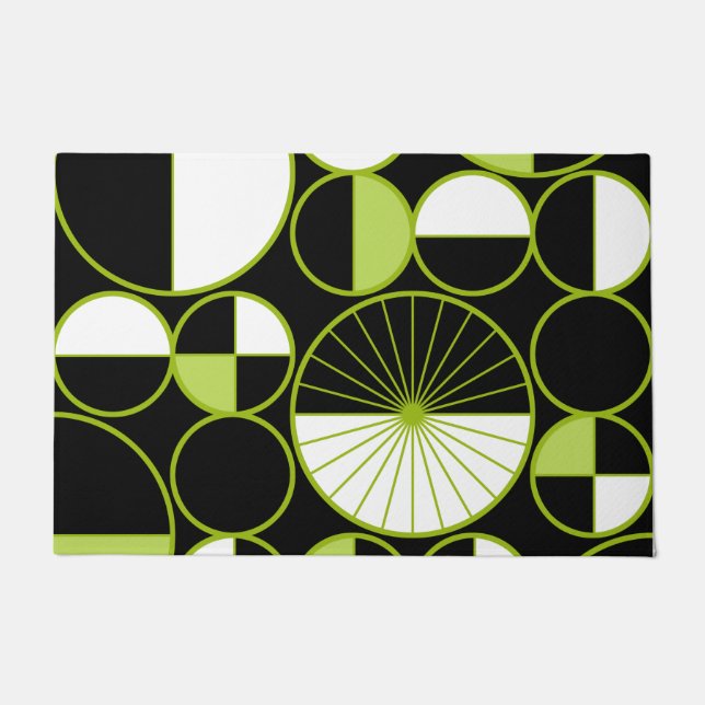 Paillasson Mi-siècle Cercles modernes Moitié Chartreuse noire (Devant)