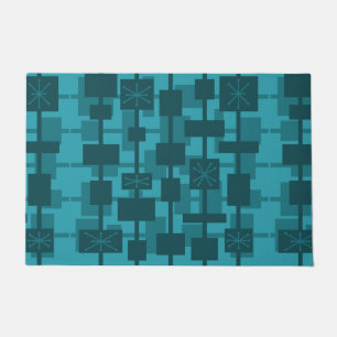 Paillasson Mi-siècle moderne géométrique Turquoise