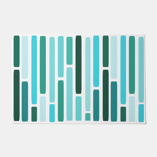 Paillasson Mi-Siècle Moderne Grilles Turquoise (Devant)