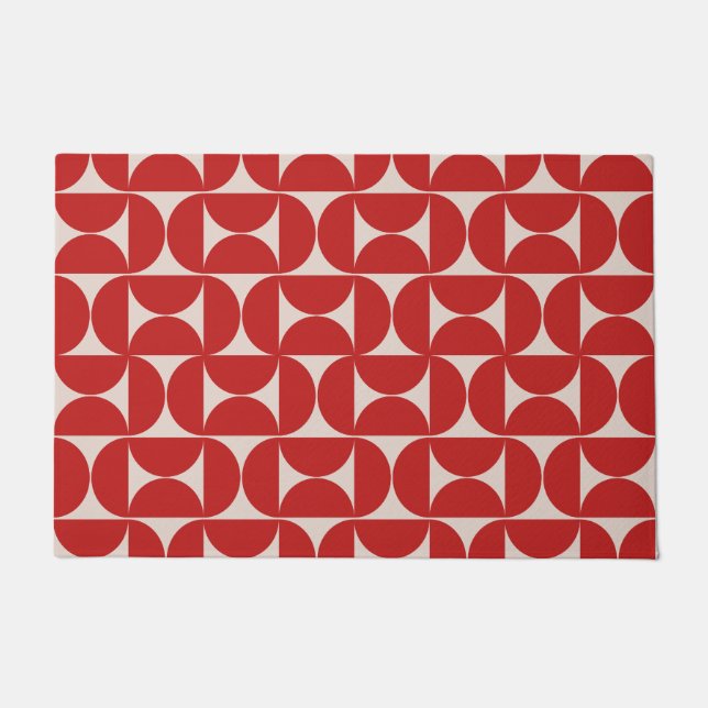 Paillasson Mi-siècle moderne Motif Abstrait Rouge (Devant)