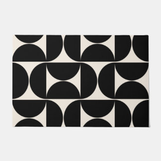 Paillasson Mi-Siècle Moderne Motif Vintage Noir Et Blanc