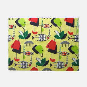 Paillasson Mi-siècle moderne poisson atomique design porte Ma
