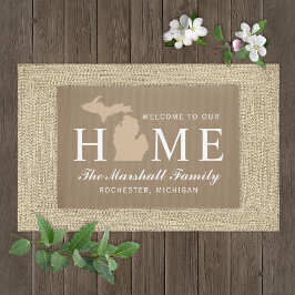 Paillasson Michigan Home State Tan Custom Welcome