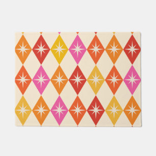 Paillasson Mid-Century Moderne Starbursauts sur Diamants Rétr