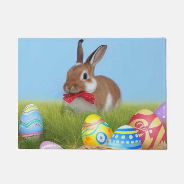 Paillasson Mignonne Bunnyfor Pâques pour une humeur positive (Devant)
