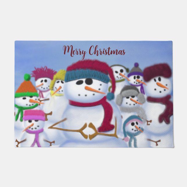 Paillasson Mignonne et Whimsical Snowmen (Devant)