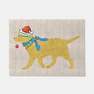 Paillasson Mignonne Naughty mais Nice Golden Retriever Noël