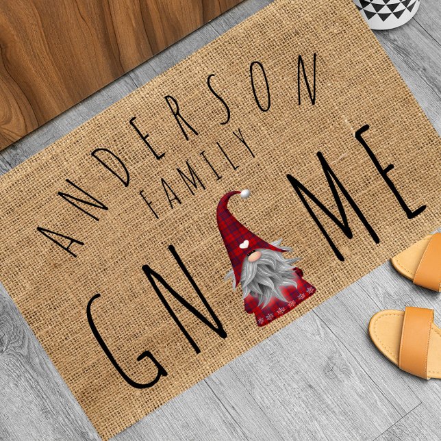 Paillasson Mignonne Noël Plaid Famille Bienvenue Gnome (Créateur téléchargé)