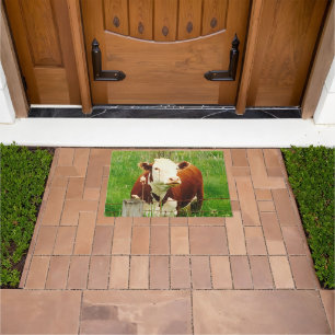 Paillasson Mignonne Vache Croustillante Brown Porte Verte Mat