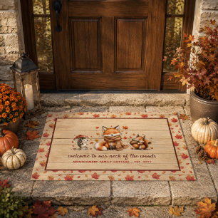 Paillasson Mignons Animaux de la Forêt d'Automne Personnalisé