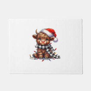 Paillasson Mignons feux de Noël Vache Highland Funny Noël
