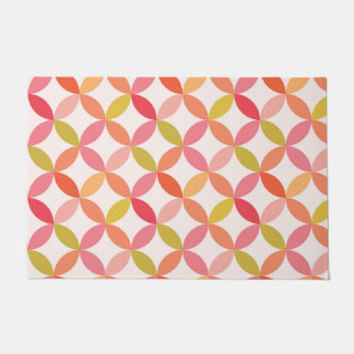 Paillasson Milieu du siècle moderne Rose Rouge Orange Cercles