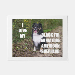 Paillasson mini berger australien noir tri amour avec pic