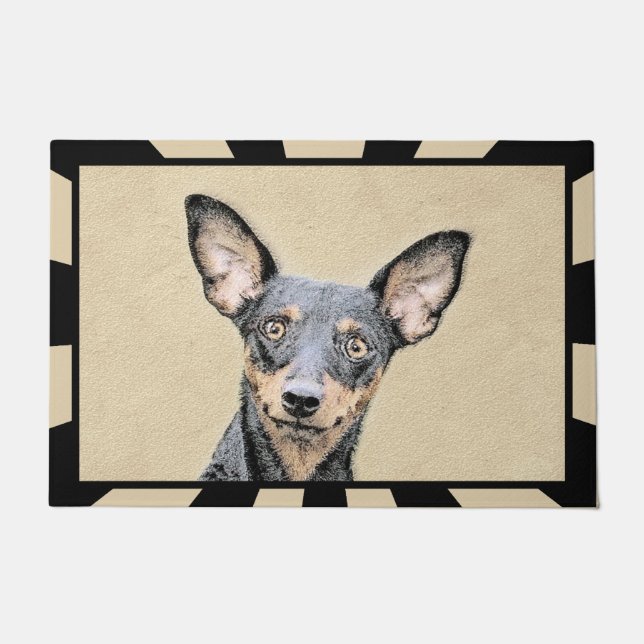 Paillasson Miniature Pinscher Peinture mignonne Chien Art ori (Devant)
