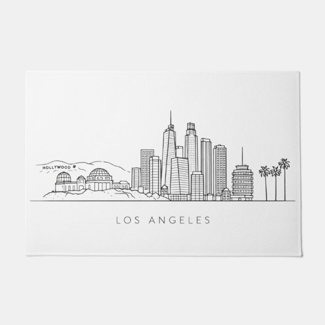 Paillasson Minimalist Los Angeles Skyline Illustration (Devant)