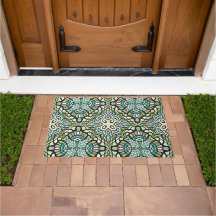 Mint Vert Turquoise Hip Bohemian Bali Art Motif