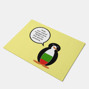 Paillasson Mme Pingouin parlant bulgare personnalisé 