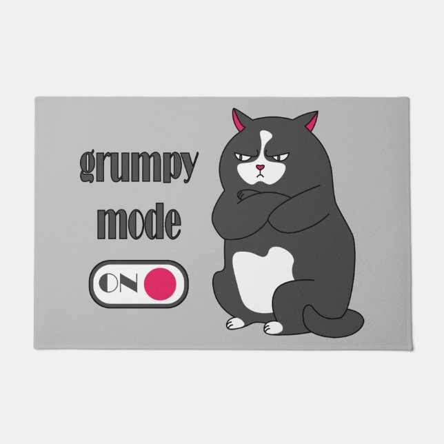 Paillasson Mode grumeux sur drôle de gros chat (Devant)