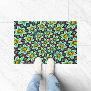 Paillasson Modèle Floral Étoiles Vertes