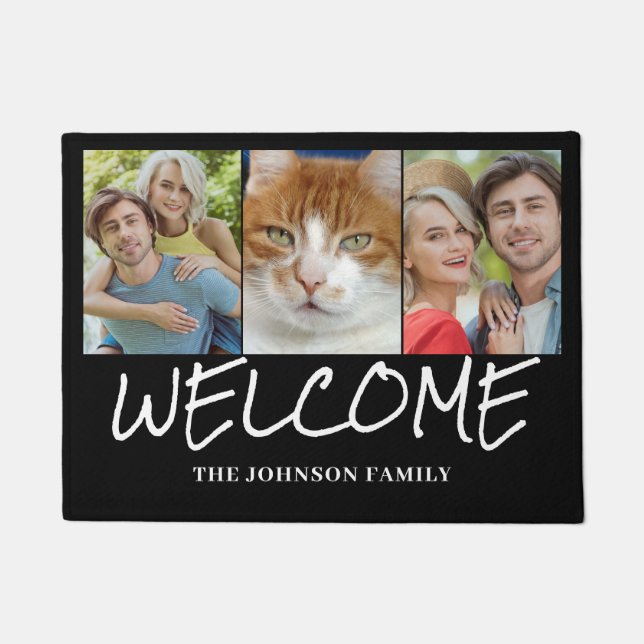 Paillasson Modern 3 Nom Photo Welcome Porte Mat (Devant)