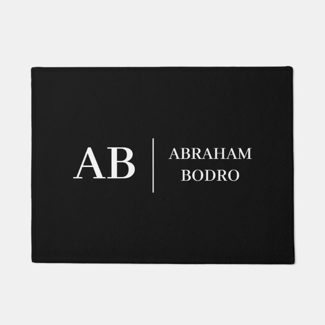 Paillasson Modern Black & White Trendy Stylish Monogram (Devant)