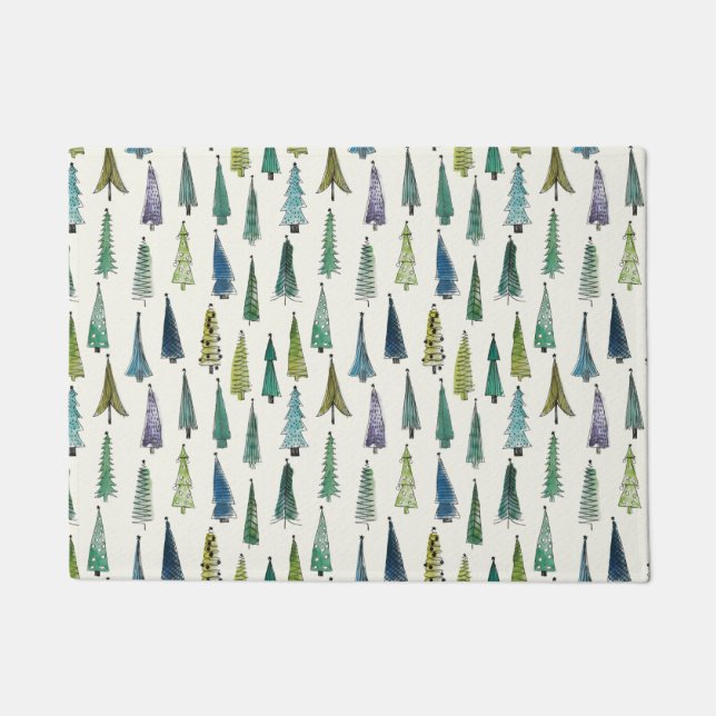 Paillasson Modern Christmas Trees Illustrated Pattern (Devant)