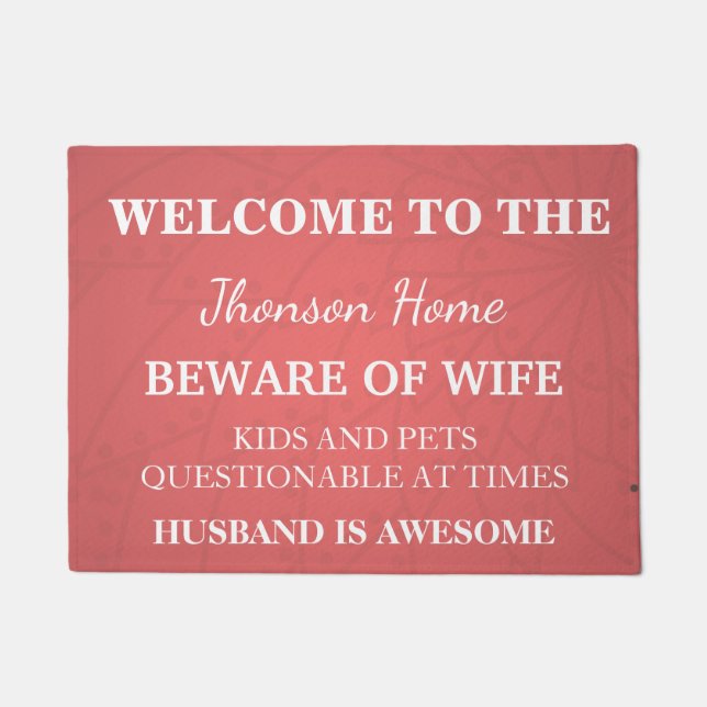 Paillasson Modern Funny Family Name Welcome Personalized Door (Devant)
