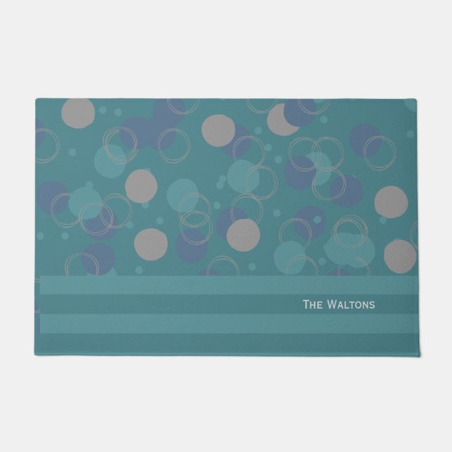 Paillasson Moderne Classic Cercles Bleus Motif Nom (Devant)