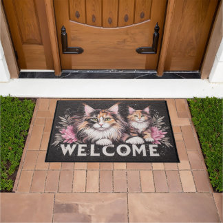 Paillasson Moderne et élégant Maine Coon Chat Bienvenue