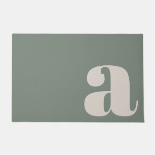 Paillasson Moderne Monogramme Minimaliste Couloir Vert Sauge