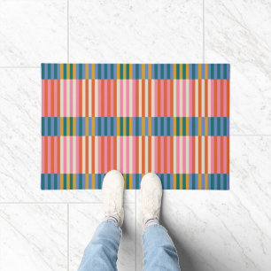 Paillasson Moderne Plaid Orange, Rose, Bleu, Vert