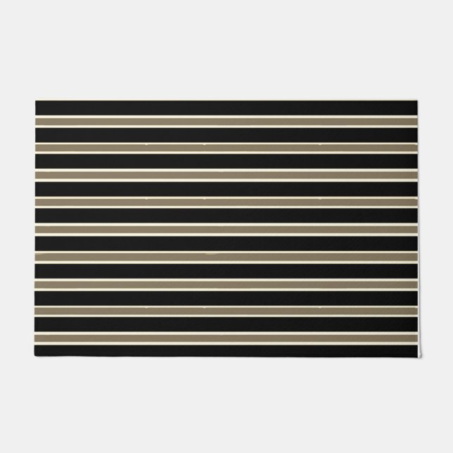 Paillasson Moderne Style noir blanc Brown Cool rayé (Devant)