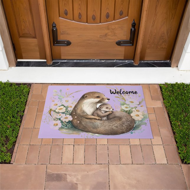Paillasson Mom and Baby Otter  (De plein air)