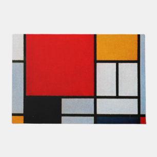 Paillasson Mondrian - Composition avec un grand plan rouge
