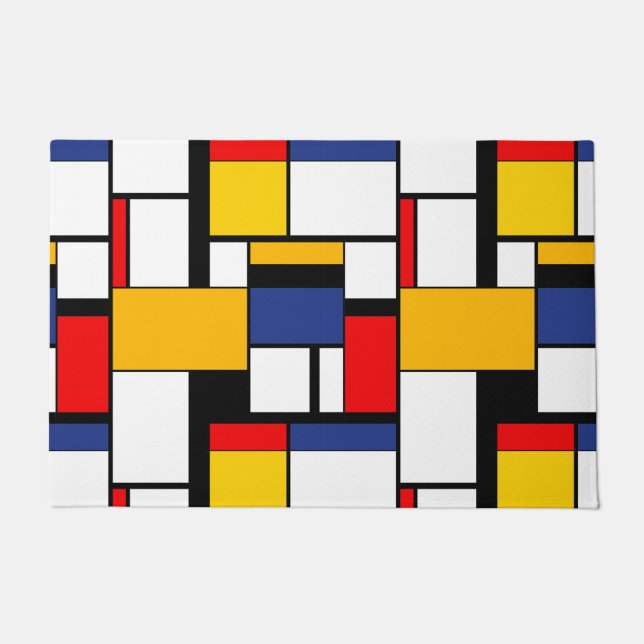 Paillasson Mondrian géométrique Composition minimaliste moder (Devant)