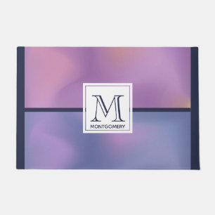 Paillasson Monogramme Abstrait moderne violet et rose