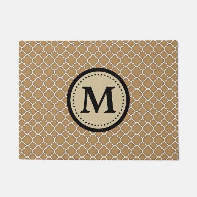 Paillasson Monogramme bronzage de motif d'Ecru Quatrefoil (Devant)