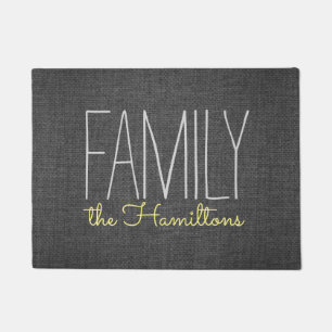 Paillasson Monogramme chic rustique de famille EN JAUNE