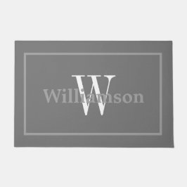 Paillasson Monogramme Classic Gris encadré Nom de famille Doo