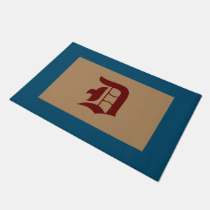 Paillasson Monogramme D Vieux Anglais Bleu Trim Porte