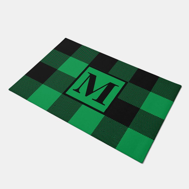 Paillasson Monogramme de Noël vert et noir de Buffalo plaqué (Incliné)