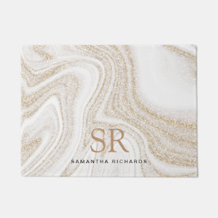 Paillasson Monogramme de parties scintillant d'or en marbre b