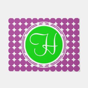 Paillasson Monogramme de point Polka vert et violet
