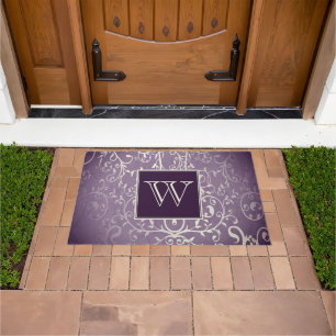 Paillasson Monogramme de porte violet élégant