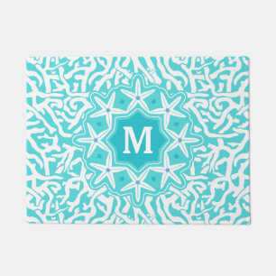Paillasson Monogramme d'étoiles de mer de récif coralien de