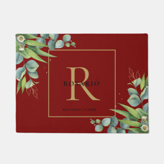 Paillasson Monogramme d'or de Bourgogne poli personnalisé