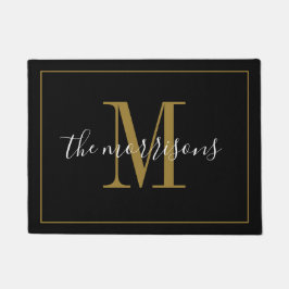 Paillasson Monogramme d'or noir moderne Mariage des jeunes ma