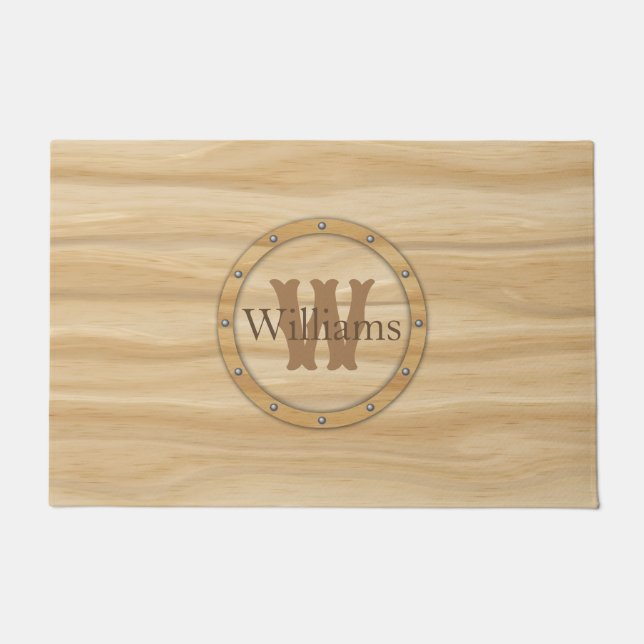 Paillasson Monogramme du grain de bois Faux (Devant)
