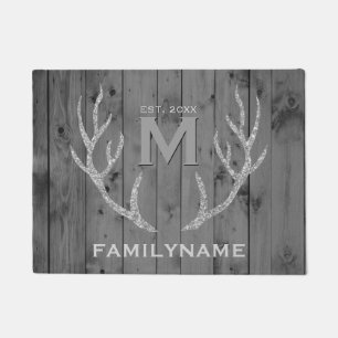 Paillasson Monogramme en bois gris de famille d'andouillers