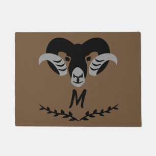 Paillasson Monogramme en silhouette du bélier noir à cornes